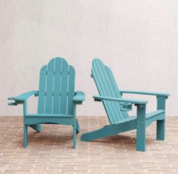 2X Blue Turquoise HDPS Adirondack chair
