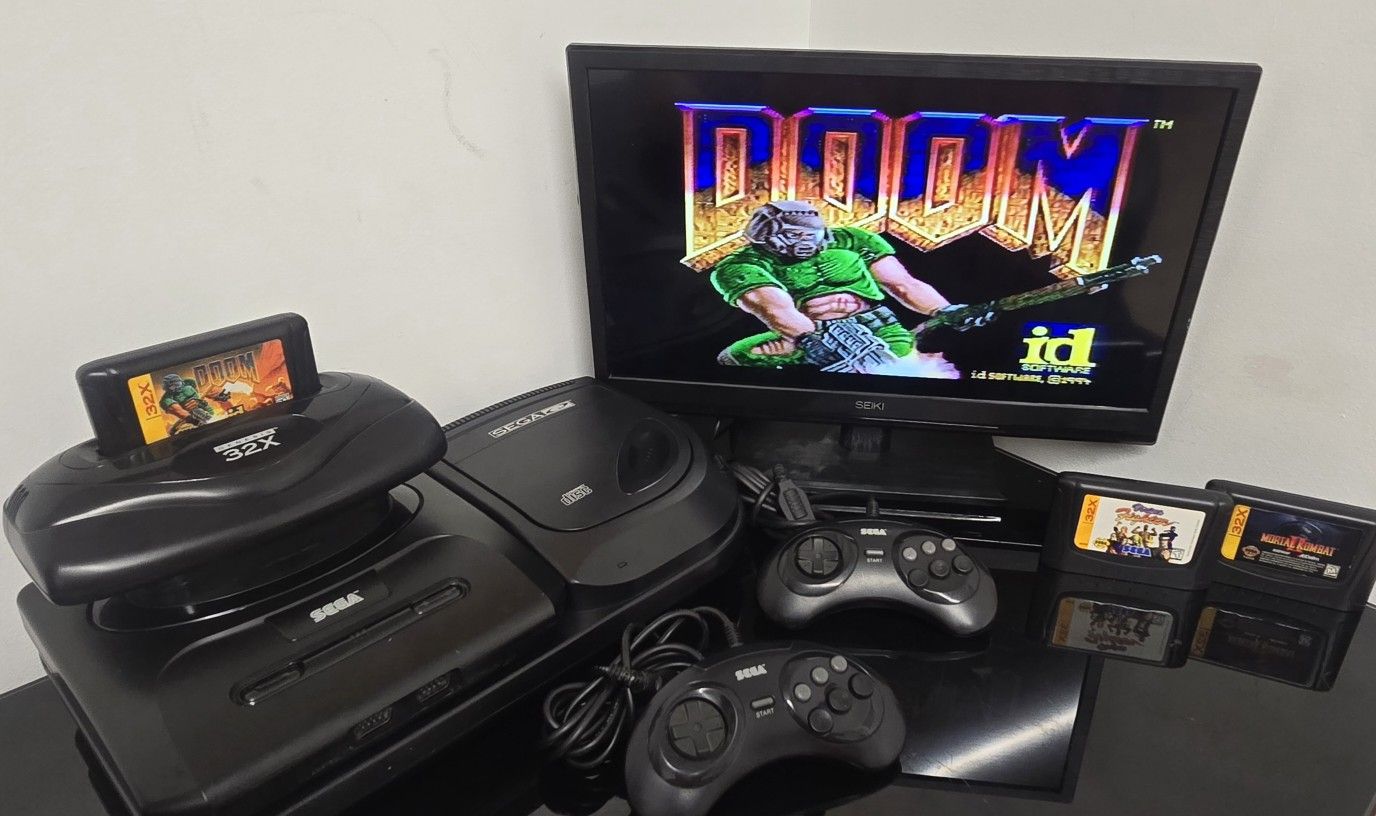 Sega Tower of Power Setup Genesis Model 2 32X Sega CD Model 2 Controllers & Games