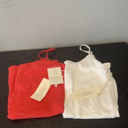 Forever 21 set of 2 orange and white camis size Large
