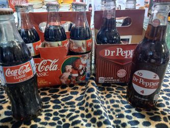 vintage unopened Coca-Cola bottles + dr pepper