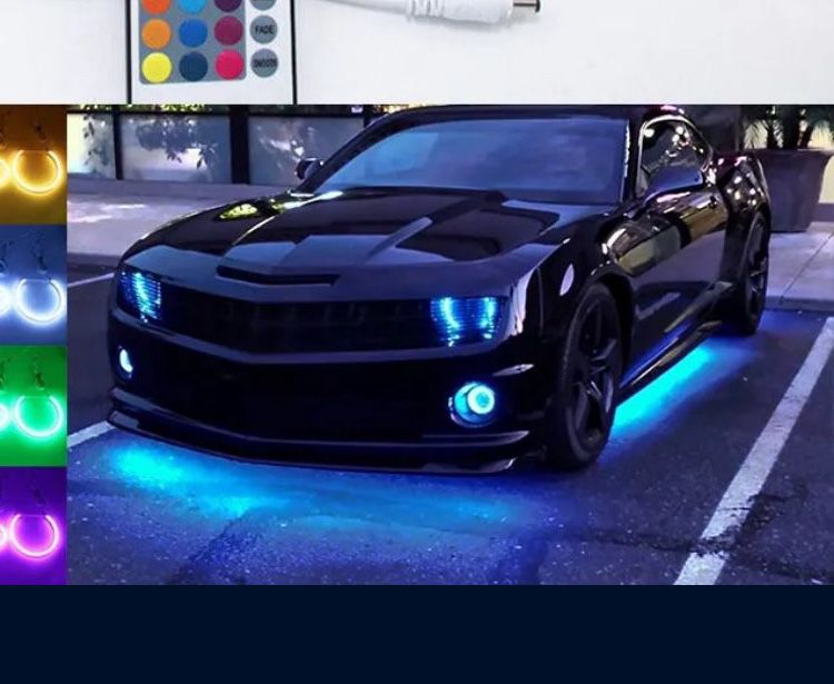 Multi-Color LED Halo Ring For Non RS Chevy Camaro 10-15 Headlight Angel Eye Kit 158mmx2