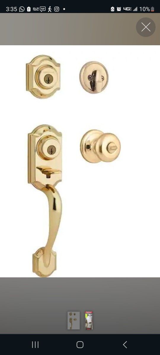 Kwikset Signatures Montara Polished Brass Smartkey Single-Cylinder Deadbolt Keyed Entry Door Handleset