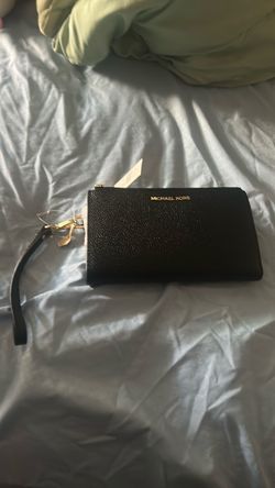 Michael Kors Black Leather Wristlet Wallet