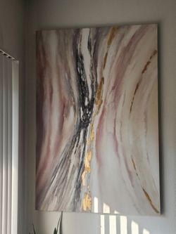 Large Modern Abstract Canvas Wall Art – Gold Accents