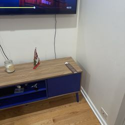 Tv stand painted blue And Wood