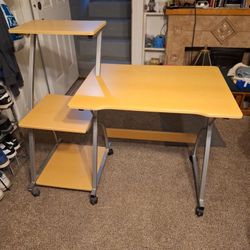 Desk With Wheels & Sise Shelves-$50.00