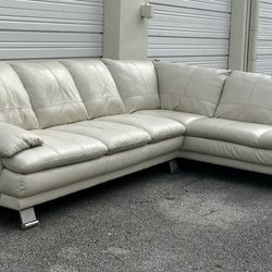 🛋️ Sofa/Couch Sectional - Leather - Off White - Delivery Available 🚛