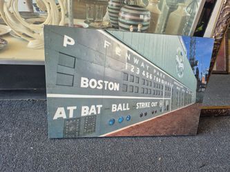 vintage photographic print of the historic manual scoreboard at Fenway Park in Boston.