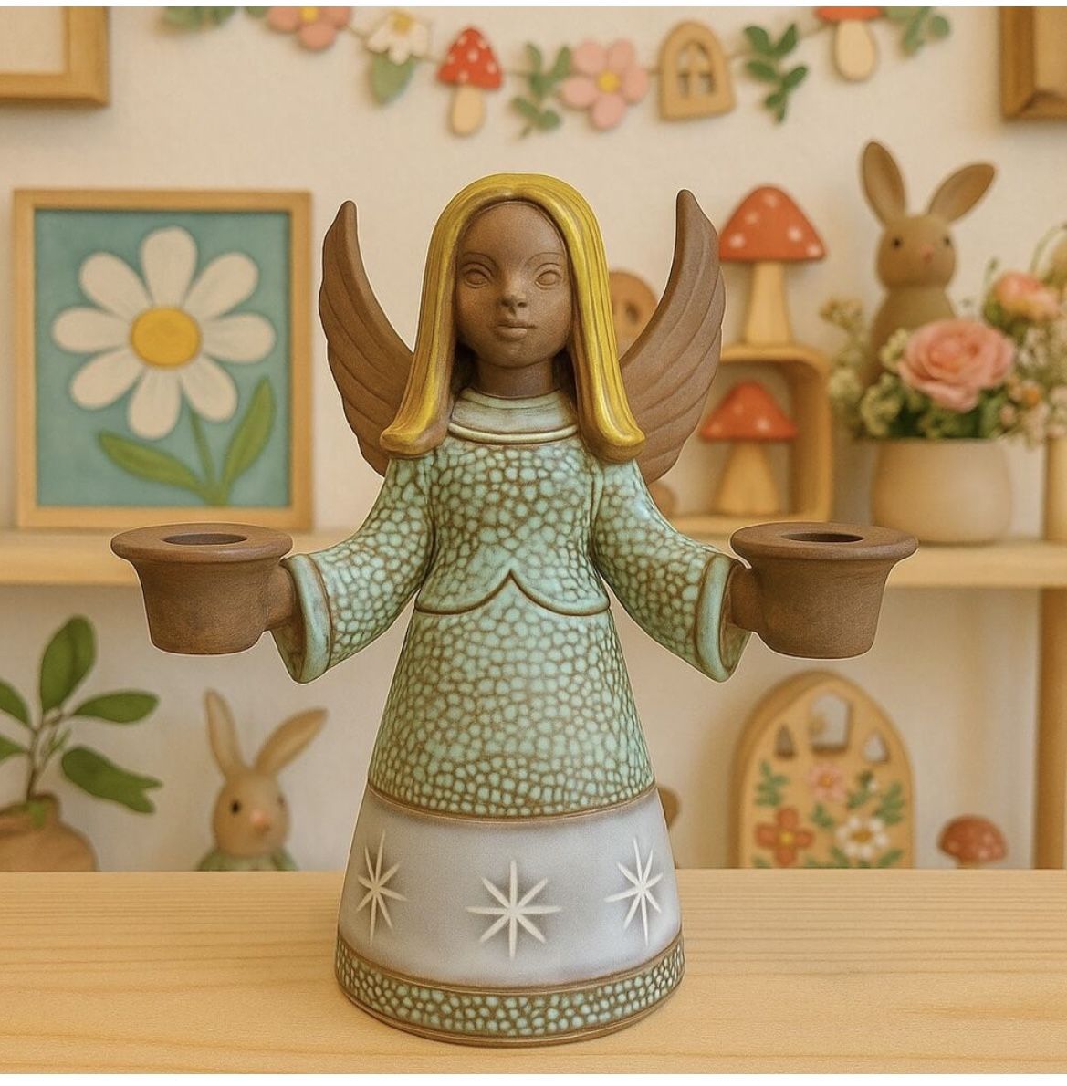 Vintage Goebel HX327 Angel Figurine Candle Stick Holder 6.25" W Germany 1966