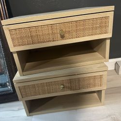 2 Rattan Floating Nightstands
