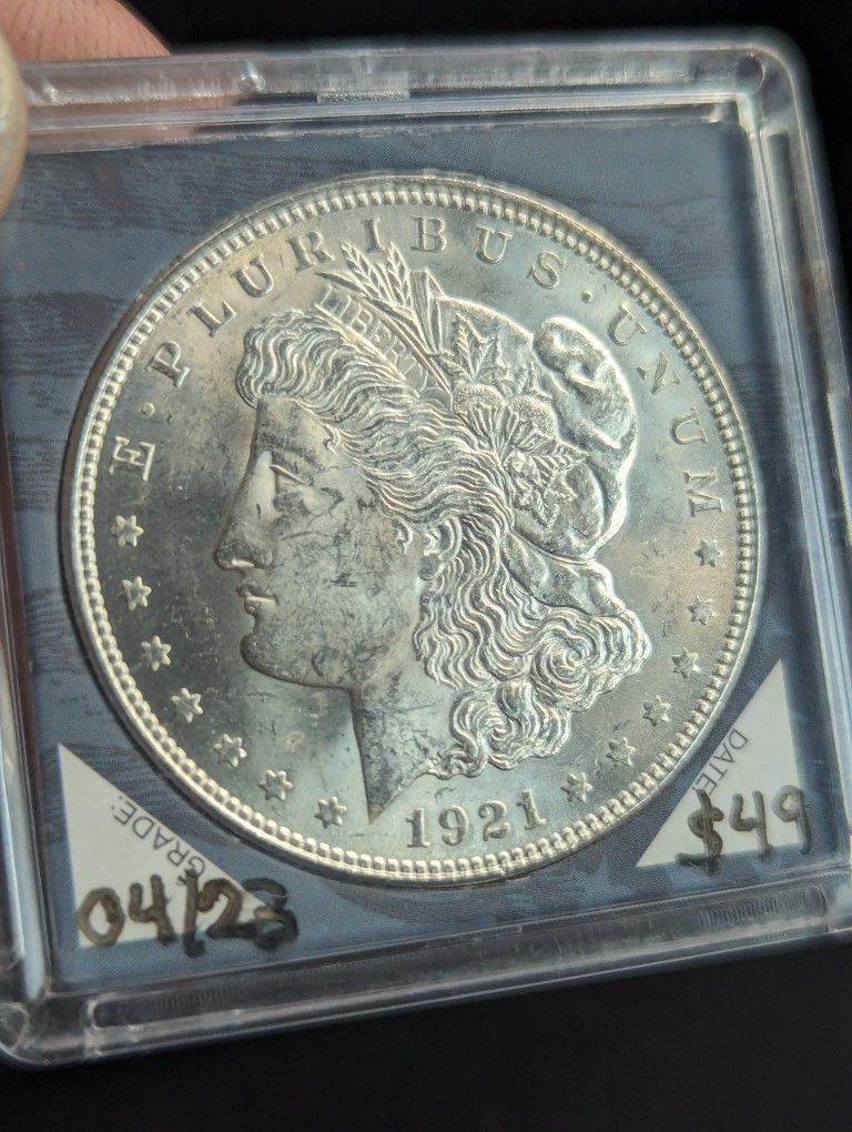 B U 1921 Morgan Silver Dollar