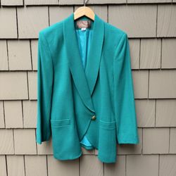 Size L Vintage Saville Elegant Teal / Turqoise Women's Blazer