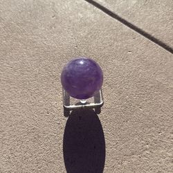 Polished Amethyst Crystal Sphere with Display Stand