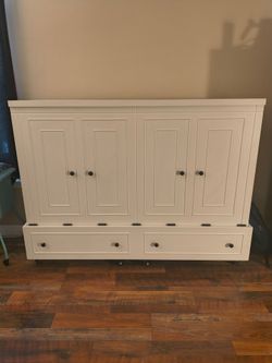 Mobile Queen Murphy Cabinet Bed on Wheels