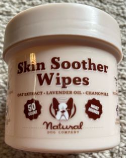 Opened bottle of Canine Skin Soother Wipes