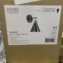 Home Decorators Collection Insdale 1-Light Brushed Nickel Modern Industrial Bathroom Vanity Light