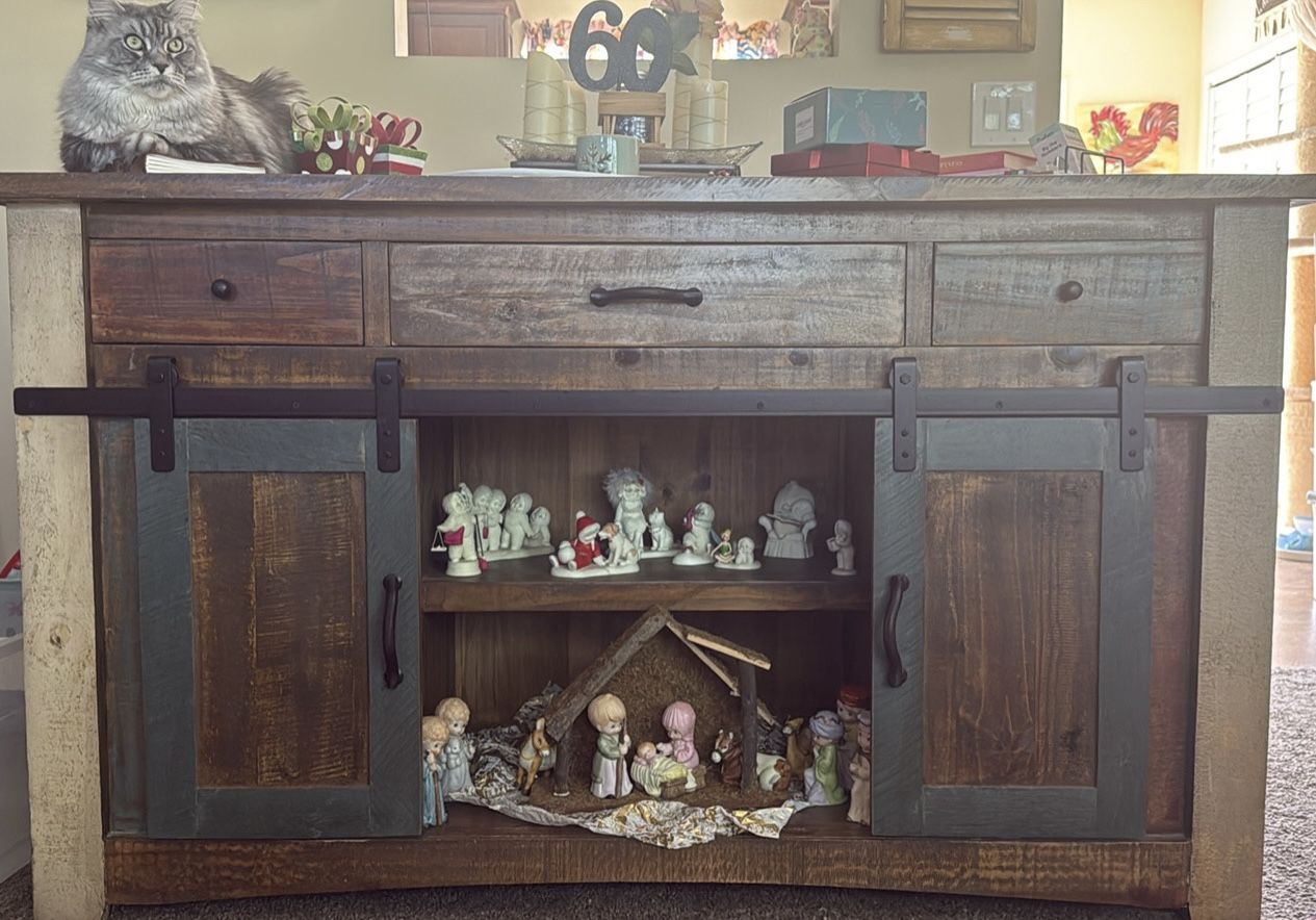 Antique Multicolor Kitchen Island (Cat not included:>)