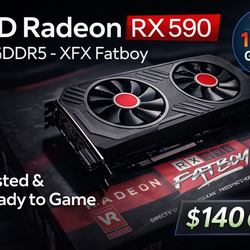 AMD Radeon RX 590 8GB GDDR5 XFX Fatboy – Clean – Ready to Install