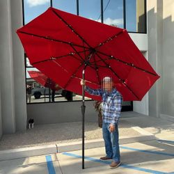 NEW Patio Umbrella 9 Foot with Solar LED Lights