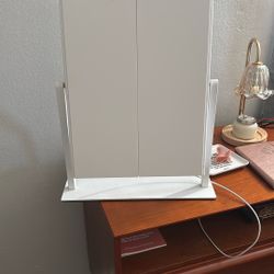 Hanson Large Trifold Vanity Mirror With Light White 