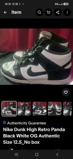 Nike Dunk High Retro Panda Black White OG Authentic Size 12.5_No box