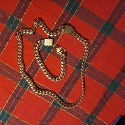 22 MM Cuban Link Chain & Bracelet /gold Filled/