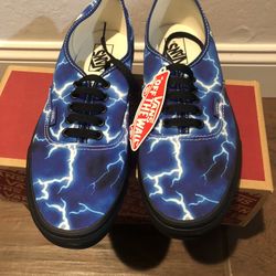 VANS AUTHENTIC SKATEBOARDING LIGHTNING BLACK BLUE SHOES MENS US 10