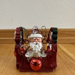 4 Sided Santa Votive Candle Holder with Candle