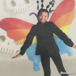 Costume Kids Ages 8 + Inflatable Rainbow Butterfly Wings 42” Halloween Party
