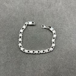 Silver Flower Stainless Steel Chain Bracelet