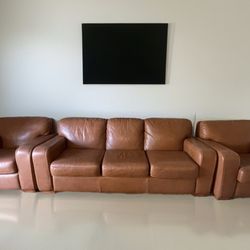 Jaymar 100% Genuine Leather Sofa & Armchairs Set
