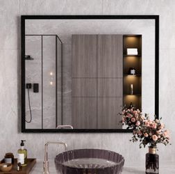 (NEW) WEER Black Framed Mirror 36X30 Inch