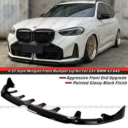 25-26 BMW X3 M Sport Gloss Black Front Bumper Lip