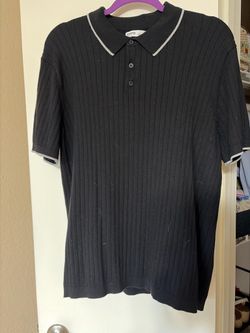 Sonoma Black Ribbed Knit Polo Shirt