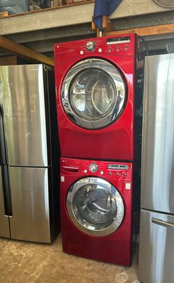 LG Front Load Set Red - Stackable Large Capacity