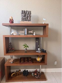Nadeau Modern Solid Wood Asymmetrical Display Bookcase / Open Shelving Unit