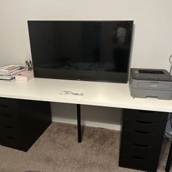Almost New IKEA long Desk & Drawers 