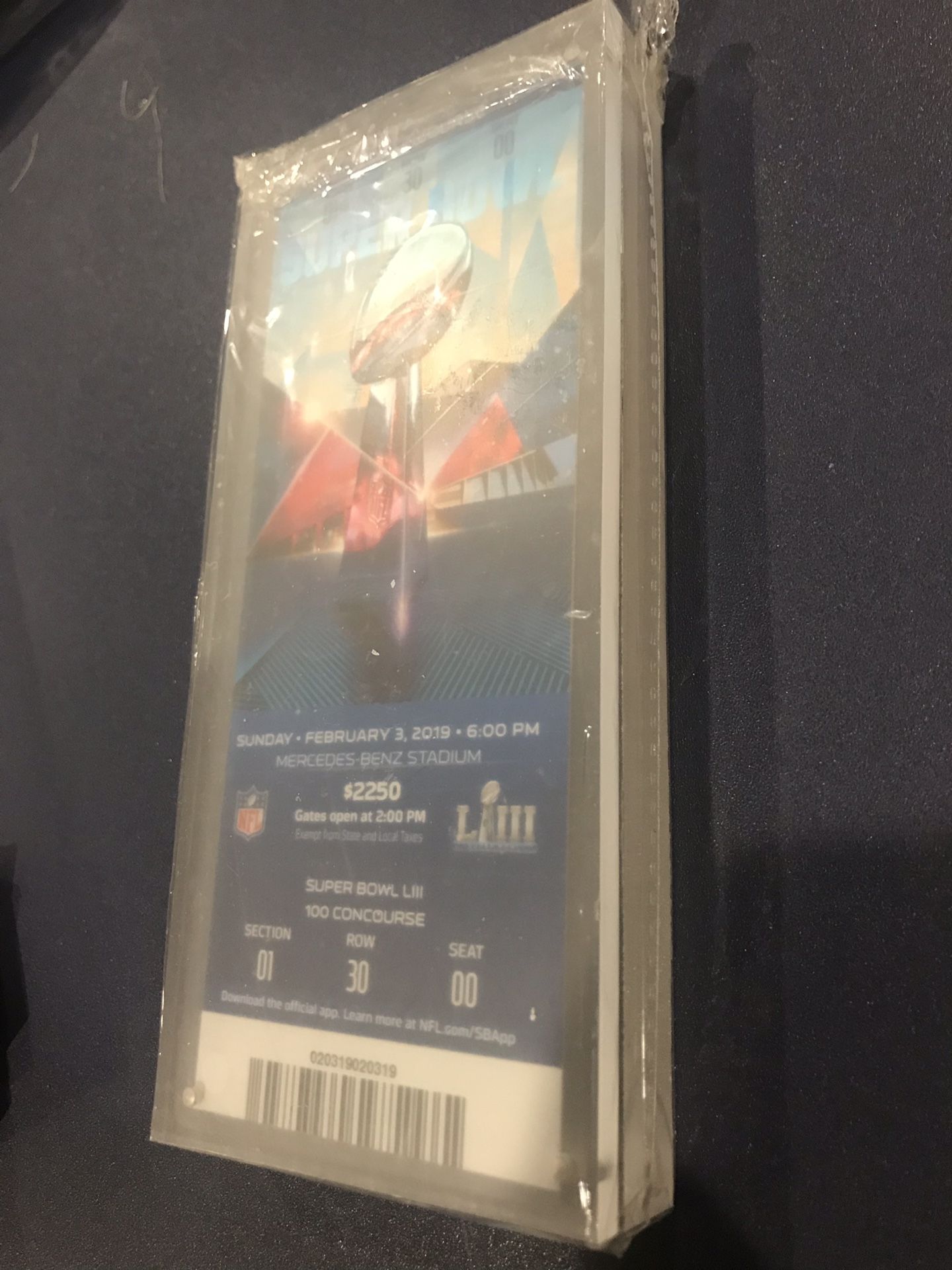 Super Bowl LIII ATLANTA game ticket with frame - sealed for die hard Nfl Super Bowl fans