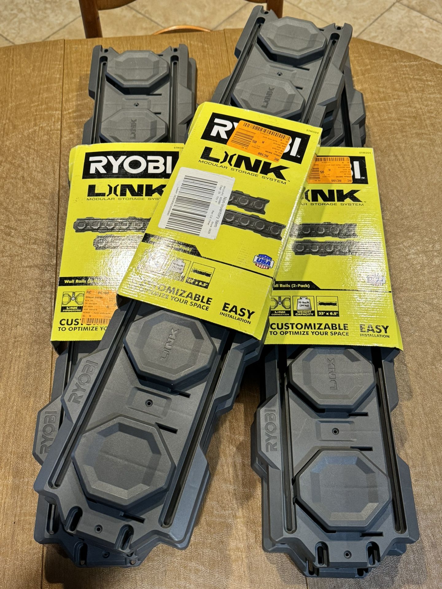 RYOBI LINK Wall Rails Black, 3(2-Packs)  6 Total Brand New. STM504 Rails Only.
