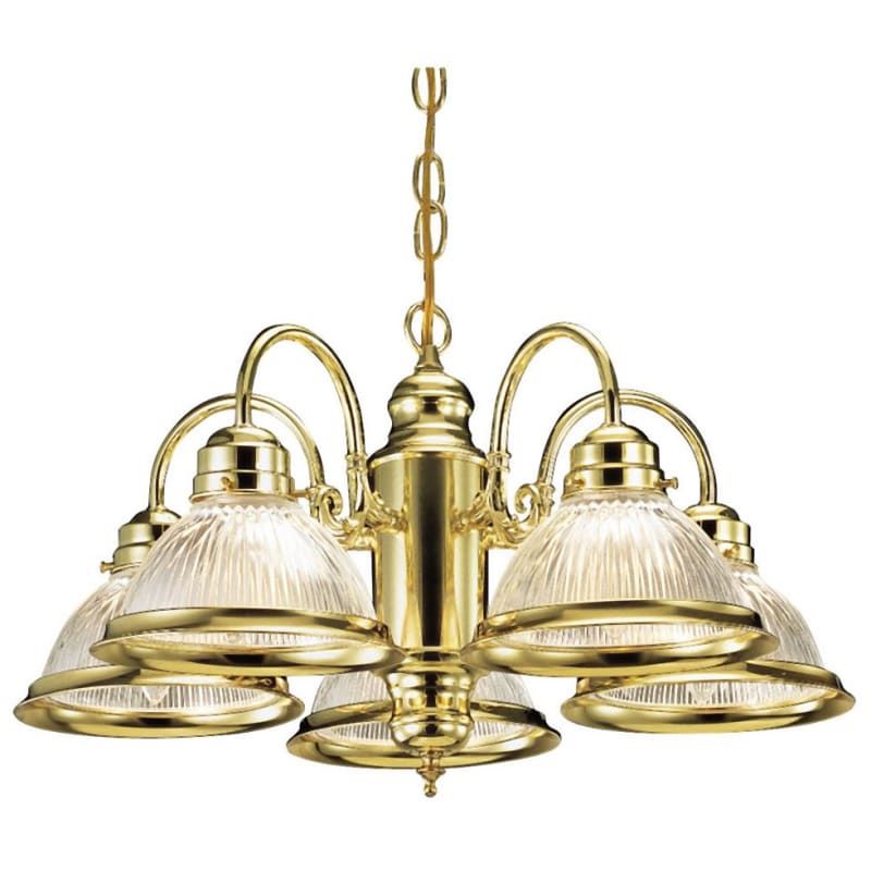 5-Light Gold MCM Chandelier Light Fixture Polished Brass Boho Retro Vintage
