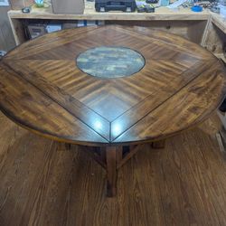 Convertible Counter High Table with Lazy Susan and Underneath Storage