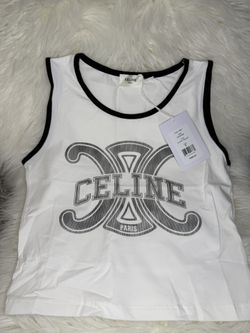 White Celine Crop Tank