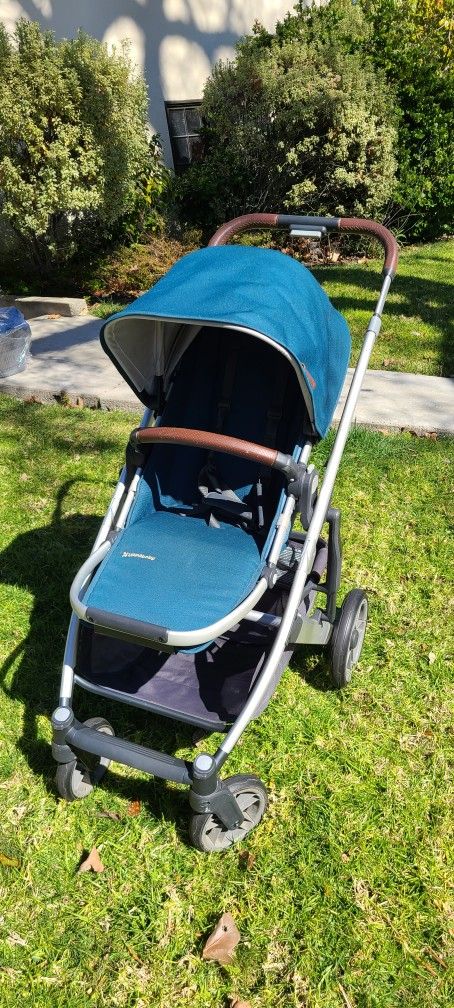 UPPAbaby CRUZ V2 Stroller + MESA CAR SEAT - FINN (deep sea/silver/chestnut leather), Blue