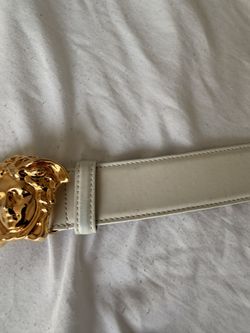 Versace Medusa Leather Belt – Size 100/40 – Gold Buckle