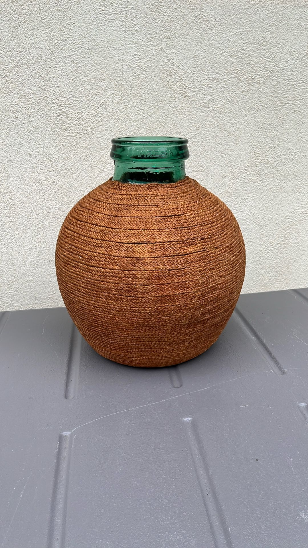 Vtg VIRESA Wrapped Vase /Planter Color Green