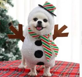 Dog Snowman Costume Plush with Scarf & Hat M-XL