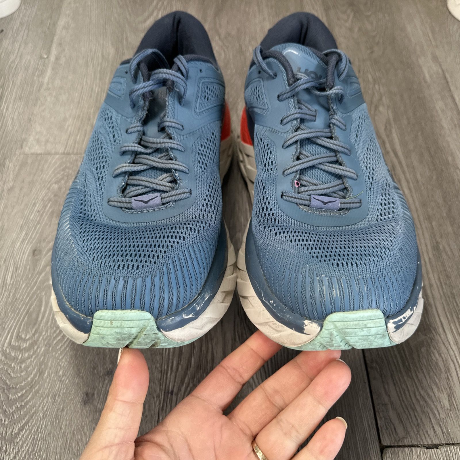 Hoka One One Bondi 7 Wide Mens 11 2E Shoes Blue Running Walk  display picture 2