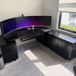 BLACK Wood L-SHAPED DESK – $500