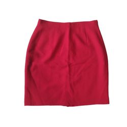 Casual Corner Vintage Size 10 Red Mid Rise Mini Length WoolMark Pencil Skirt GUC 