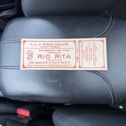 Vintage ticket proof for R.K.O. Woods Theatre featuring 'Rio Rita'. Classic collectible item 
